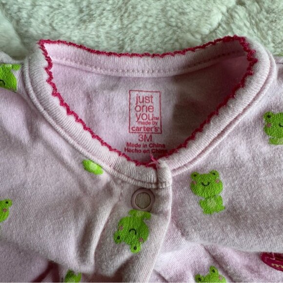 Carter's Just One You | Pink Ruffle Baby Froggie Sleep N' Play | Size 3 Months - Picture 8 of 8